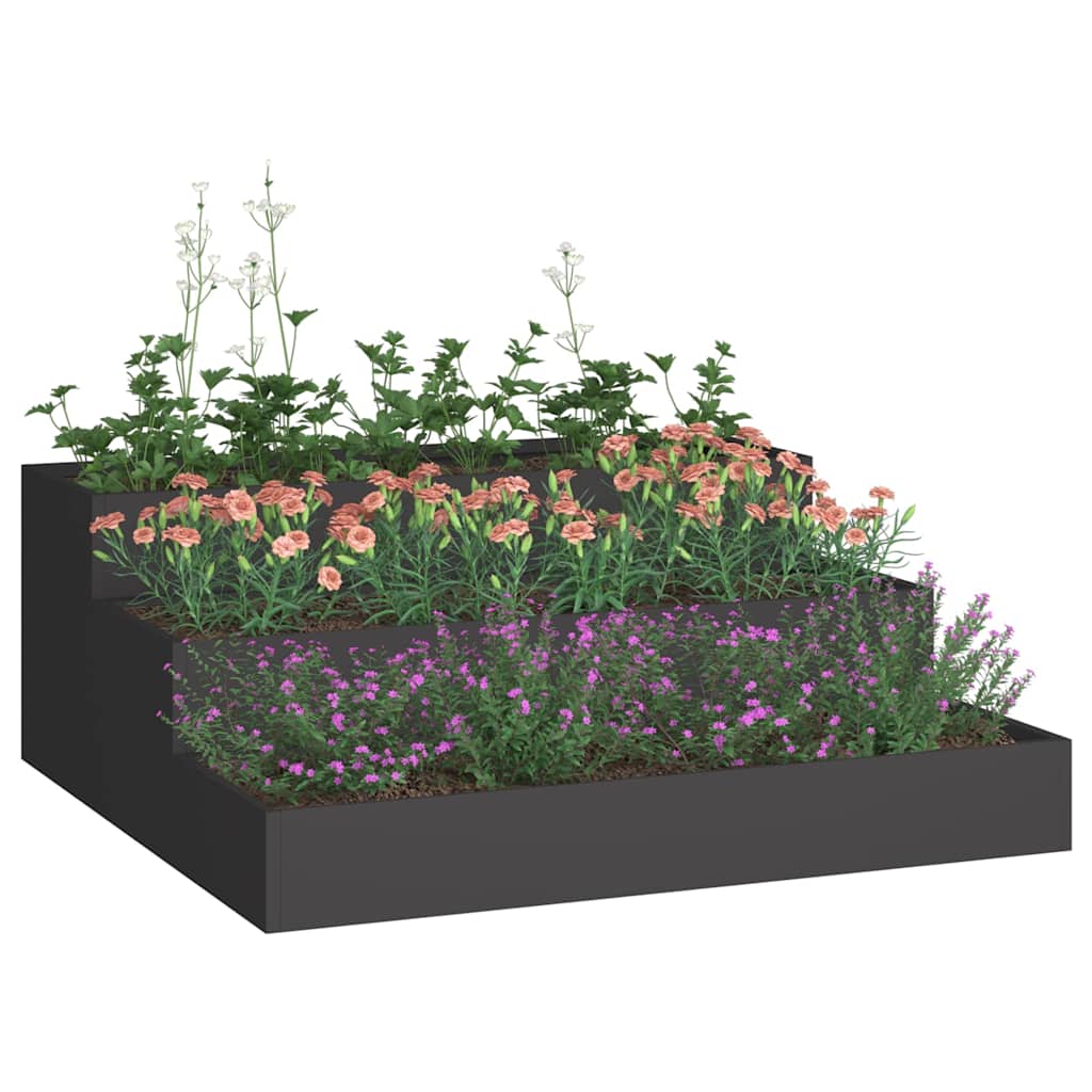 Hageblomsterpotte Svart 90 x 90 x 35 cm Kaldvalsestål