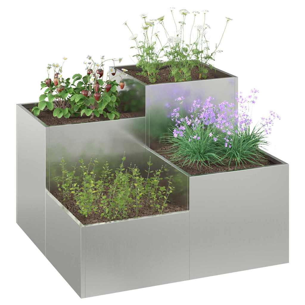 Hageblomsterpotte sølv 80 x 80 x 60 cm Galvanisert stål