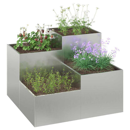 Hageblomsterpotte sølv 80 x 80 x 60 cm Galvanisert stål