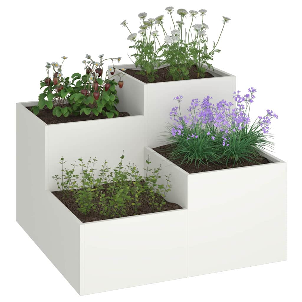 Hageblomsterpotte Hvit 100 x 100 x 60 cm Stål