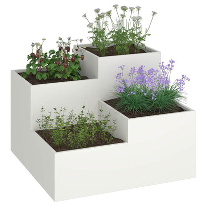 Hageblomsterpotte Hvit 100 x 100 x 60 cm Stål