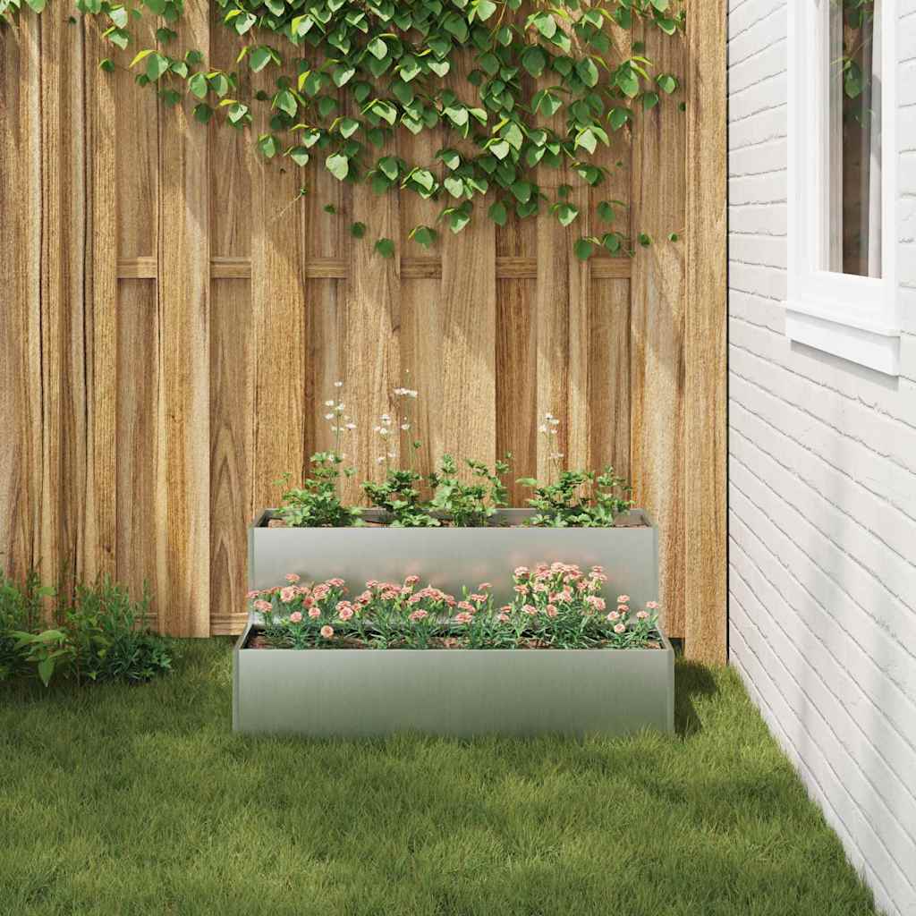2-Nivå Hageplantekasse, 100x60x45 cm, Laget av Galvanisert Stål