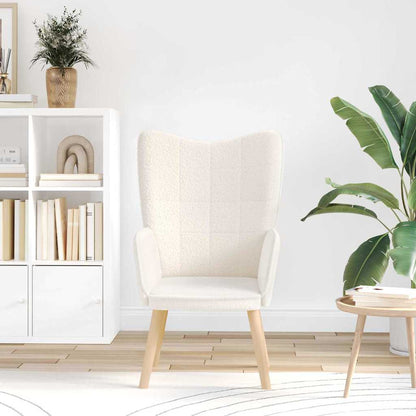 Lenestol Kremhvit Krøllete Ull-Lignende Stoff