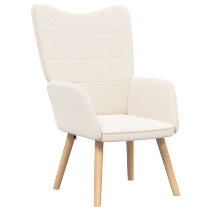 Lenestol Kremhvit Krøllete Ull-Lignende Stoff