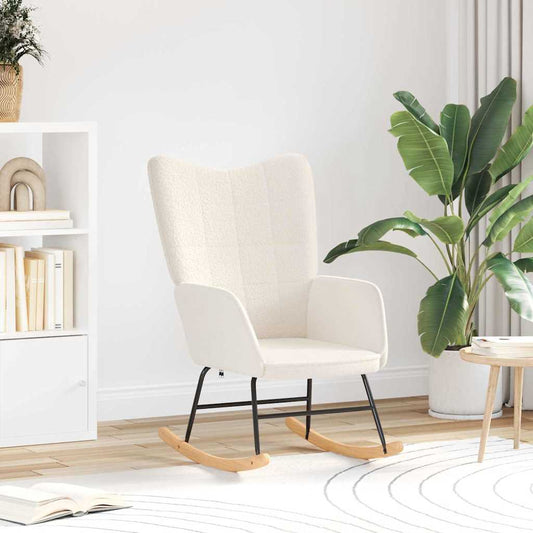 Avslappende Stol Krem Curly Ull-lignende Stoff