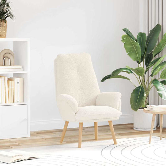 Avslappende Stol Krem Curly Ull-lignende Stoff