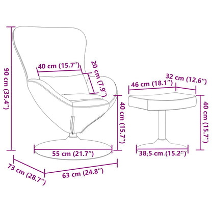 Lenestol Krem Eggstol med Fototstol 63 x 73 x 90 cm Fløyel
