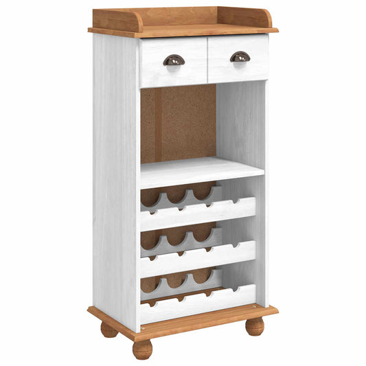 Vinstativ Vinskap ASKIM Hvit med honninglokk 57 x 37 x 114 cm Massiv furu