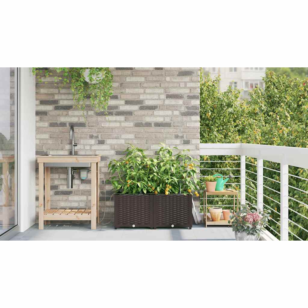 Hageblomsterpotte 2 pcs Brun Plast