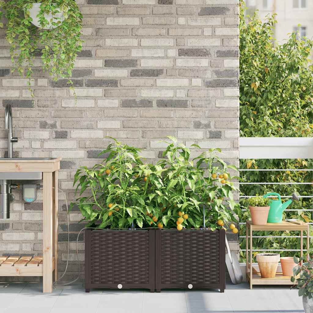 Hageblomsterpotte 2 pcs Brun Plast