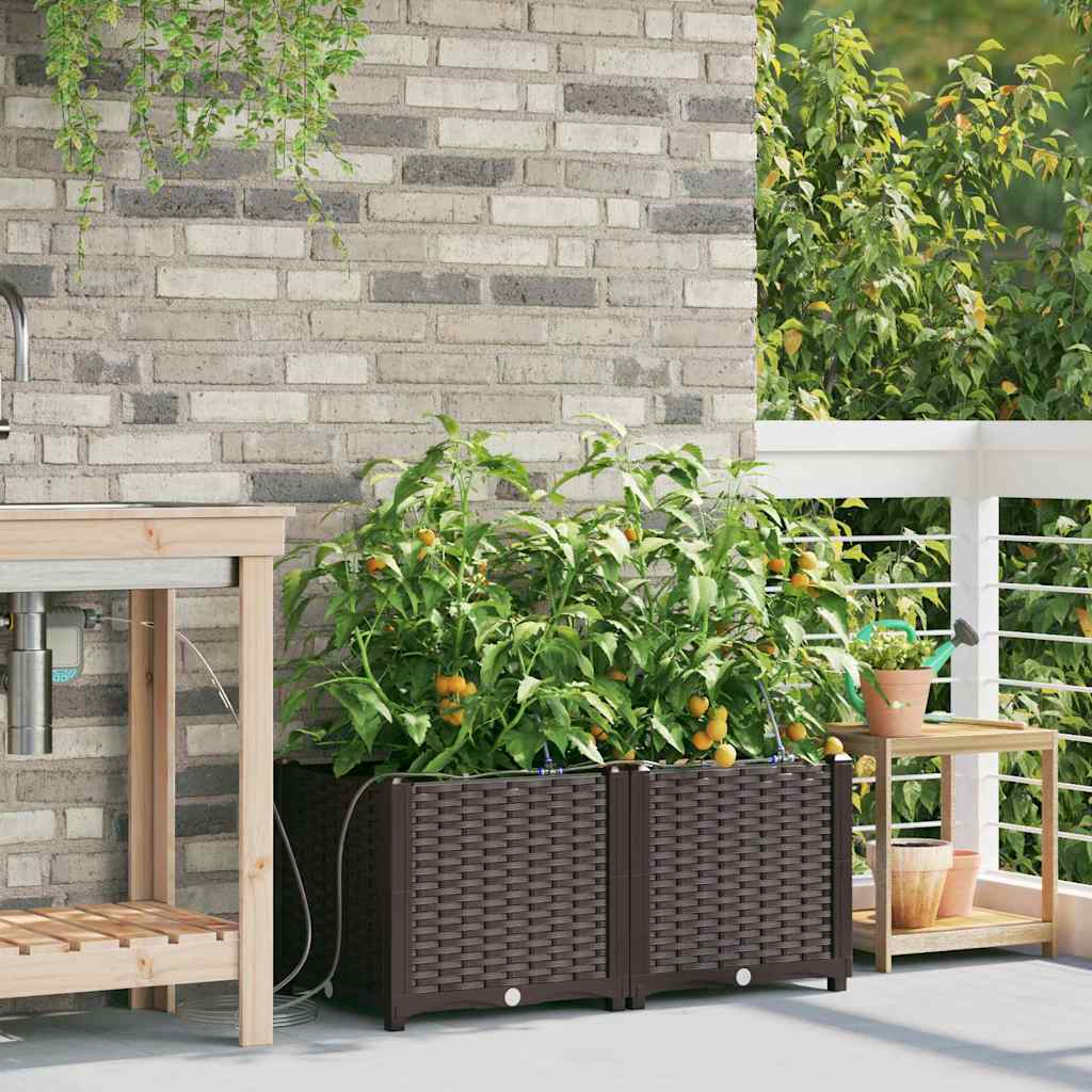Hageblomsterpotte 2 pcs Brun Plast