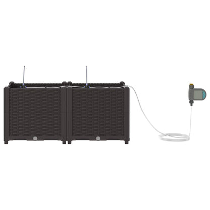Hageblomsterpotte 2 pcs Brun Plast