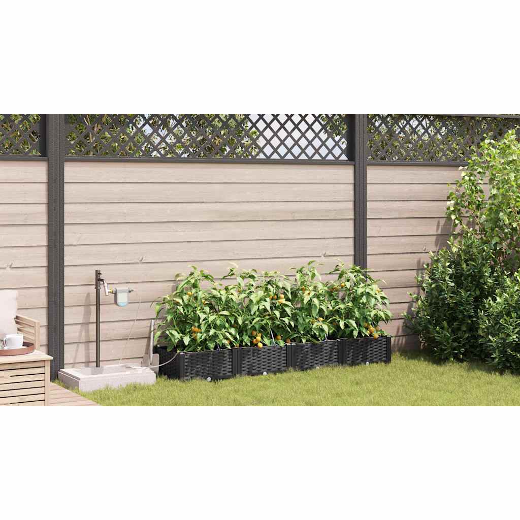 Hageblomsterpotte 4 pcs Svart Plast