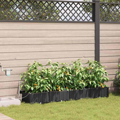 Hageblomsterpotte 4 pcs Svart Plast