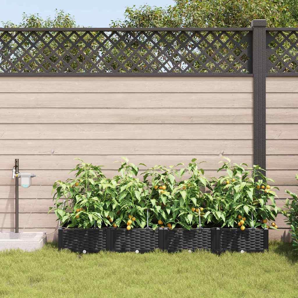 Hageblomsterpotte 4 pcs Svart Plast