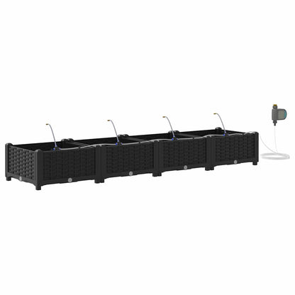 Hageblomsterpotte 4 pcs Svart Plast