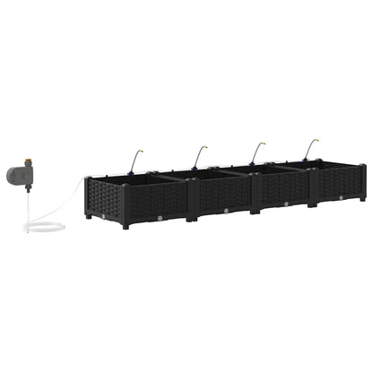 Hageblomsterpotte 4 pcs Svart Plast