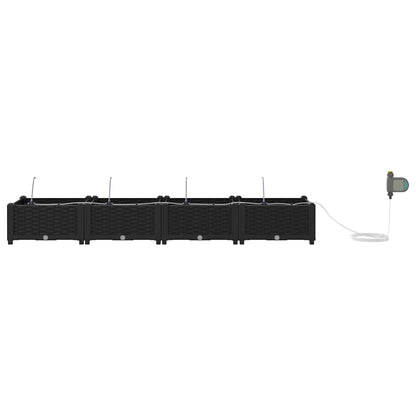 Hageblomsterpotte 4 pcs Svart Plast