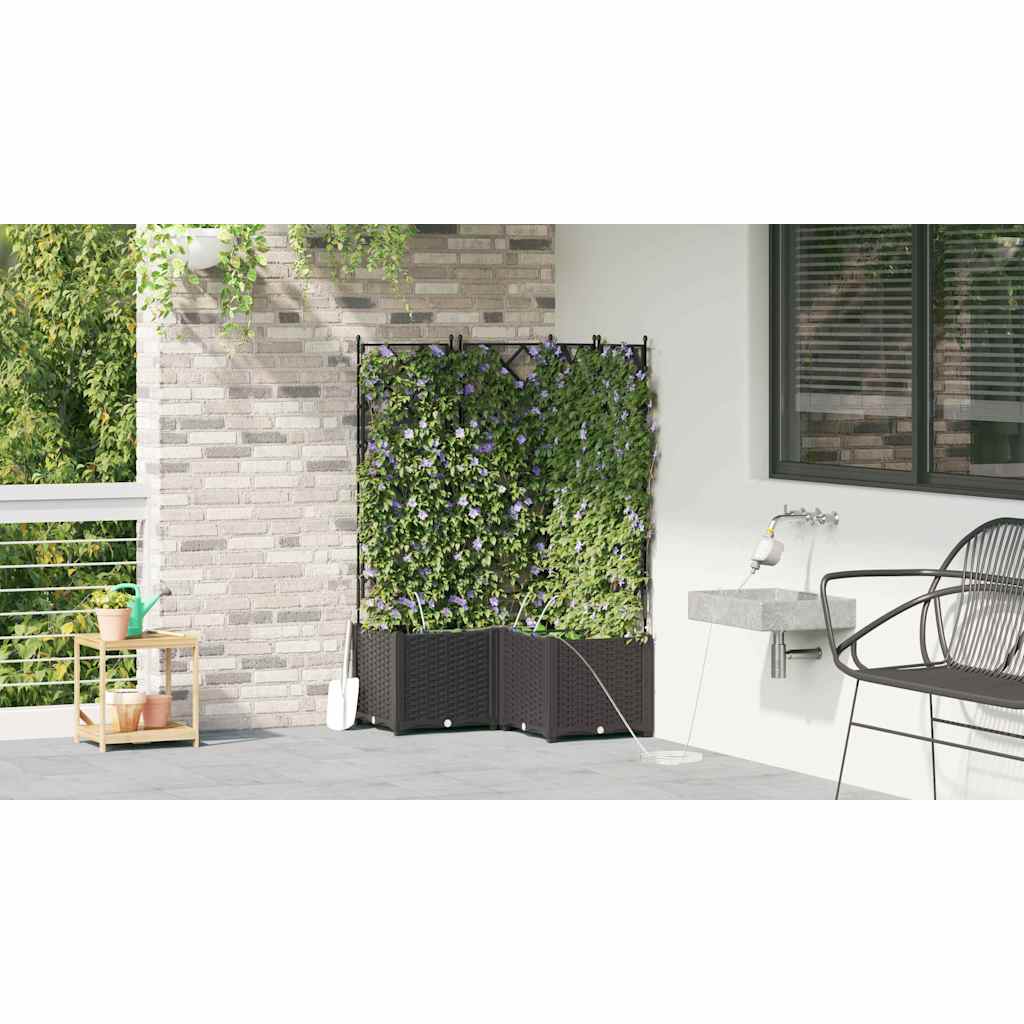 Hageblomsterpotte 3 pcs Svart Plast