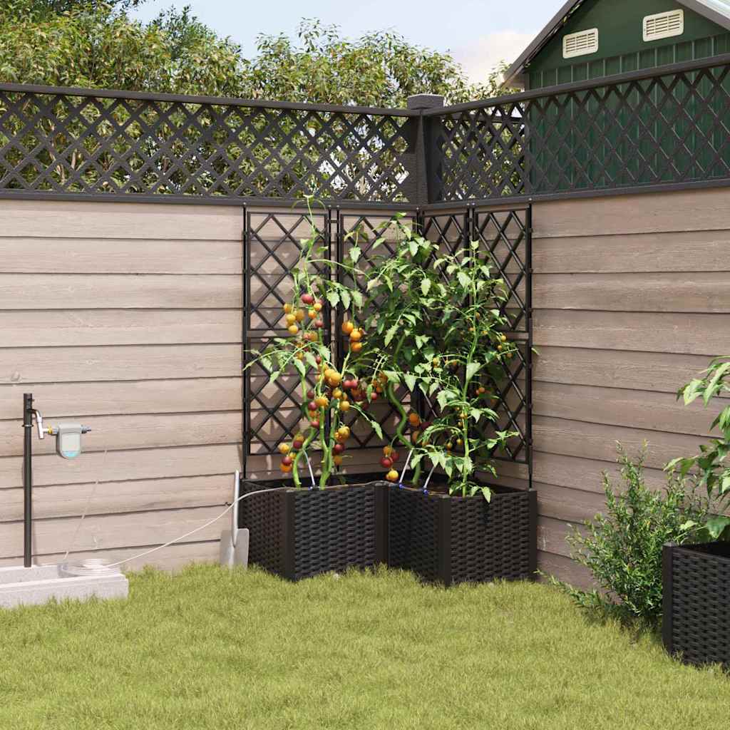 Hageblomsterpotte 3 pcs Svart Plast