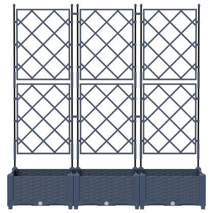 Hageblomsterpotte 3 pcs Grå 120 x 40 x 125,5 cm Plast