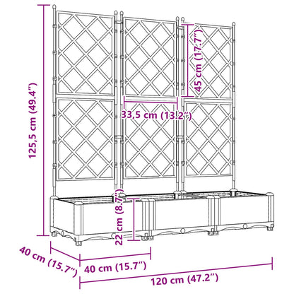 Hageblomsterpotte 3 pcs Grå 120 x 40 x 125,5 cm Plast