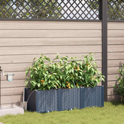 Hageblomsterpotte 3 pcs Grå 120 x 40 x 37,5 cm Plast