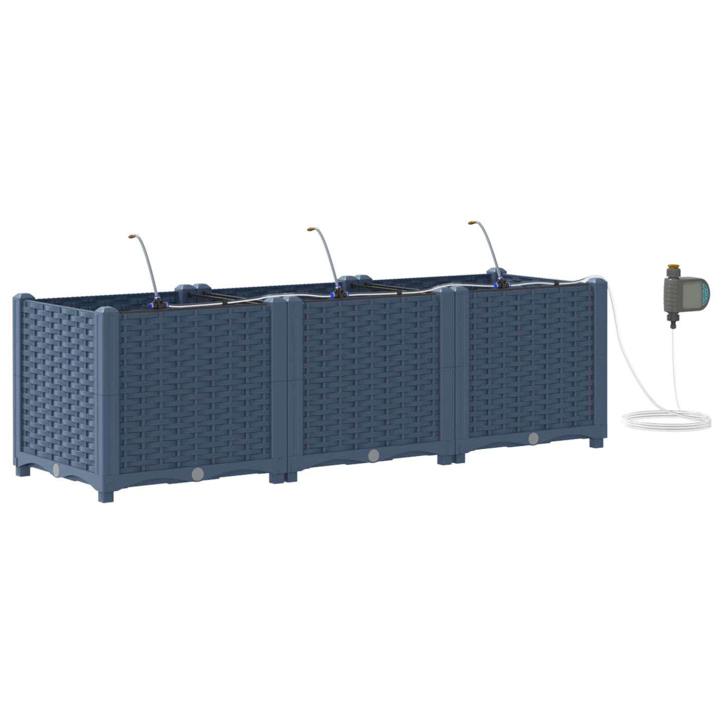 Hageblomsterpotte 3 pcs Grå 120 x 40 x 37,5 cm Plast