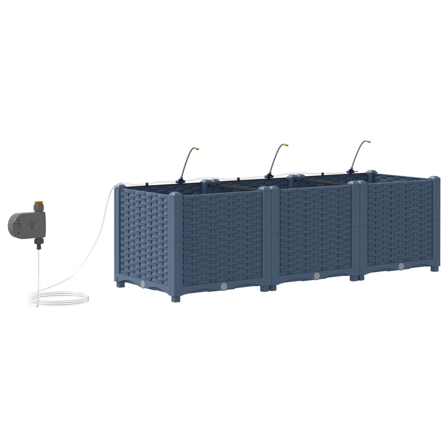 Hageblomsterpotte 3 pcs Grå 120 x 40 x 37,5 cm Plast