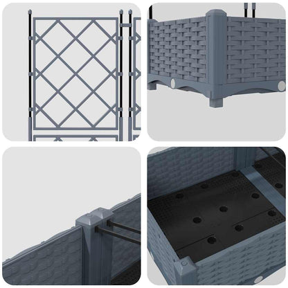 Hageblomsterpotte 2 pcs Lys Grå 80 x 40 x 125,5 cm Plast