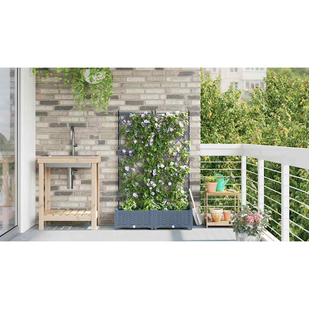 Hageblomsterpotte 2 pcs Lys Grå 80 x 40 x 125,5 cm Plast