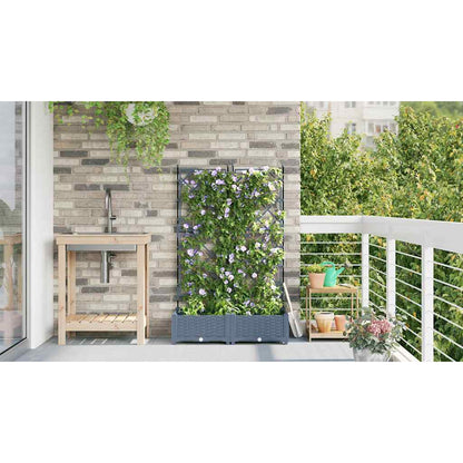 Hageblomsterpotte 2 pcs Lys Grå 80 x 40 x 125,5 cm Plast
