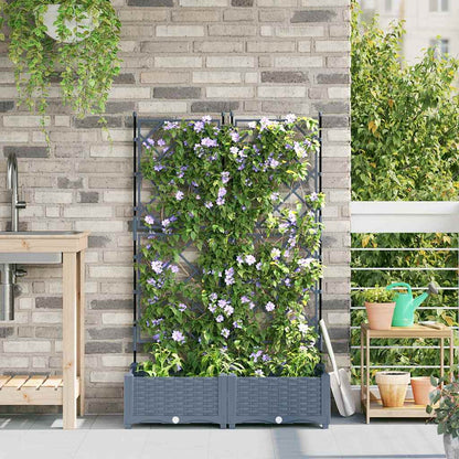 Hageblomsterpotte 2 pcs Lys Grå 80 x 40 x 125,5 cm Plast
