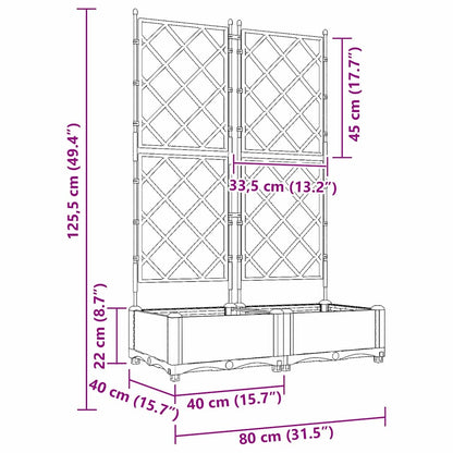 Hageblomsterpotte 2 pcs Lys Grå 80 x 40 x 125,5 cm Plast