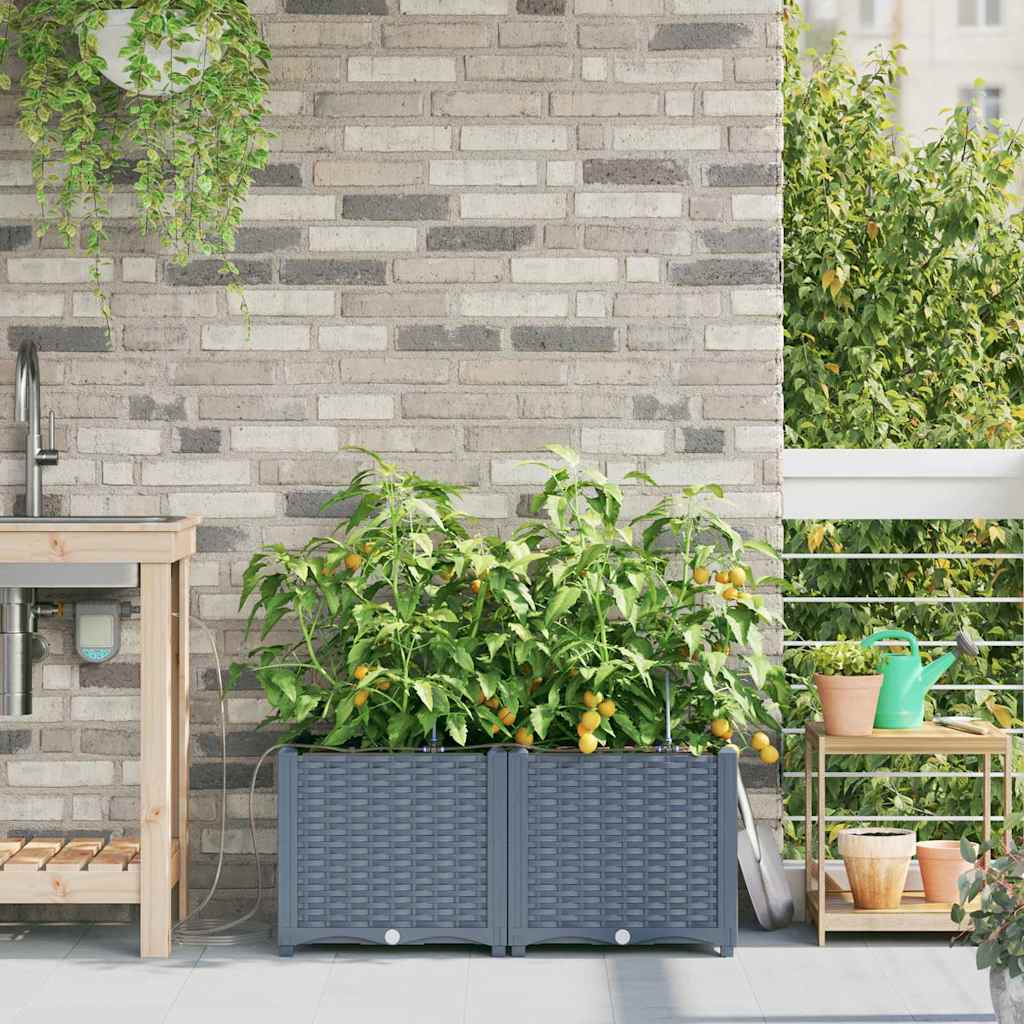 Hageblomsterpotte 2 pcs Lys Grå Plast