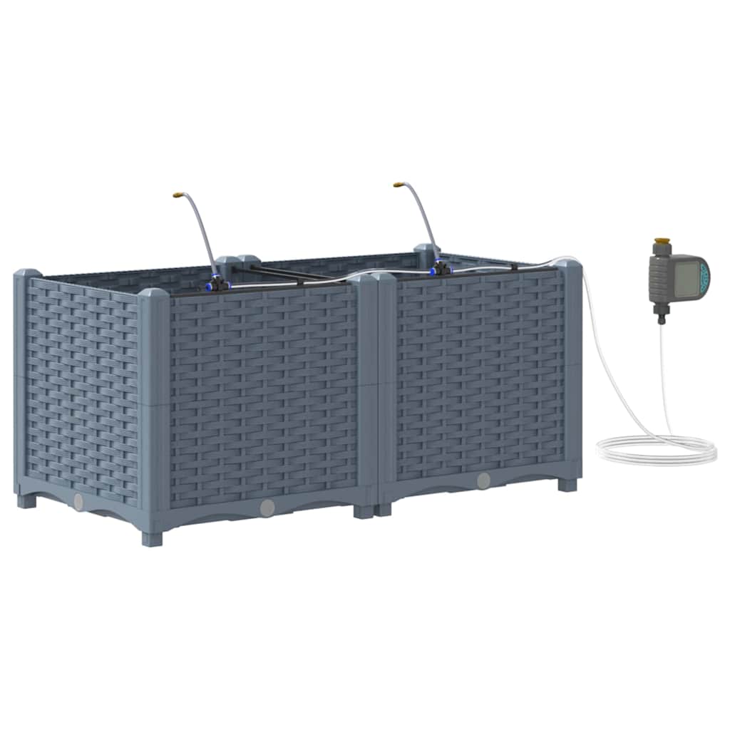 Hageblomsterpotte 2 pcs Lys Grå Plast