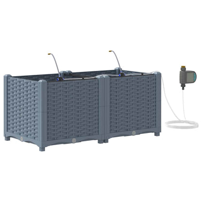 Hageblomsterpotte 2 pcs Lys Grå Plast
