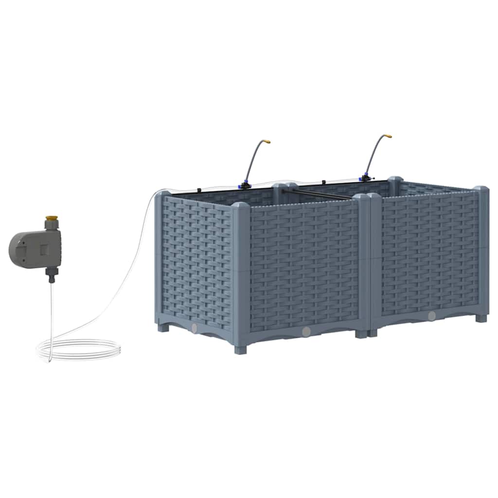 Hageblomsterpotte 2 pcs Lys Grå Plast