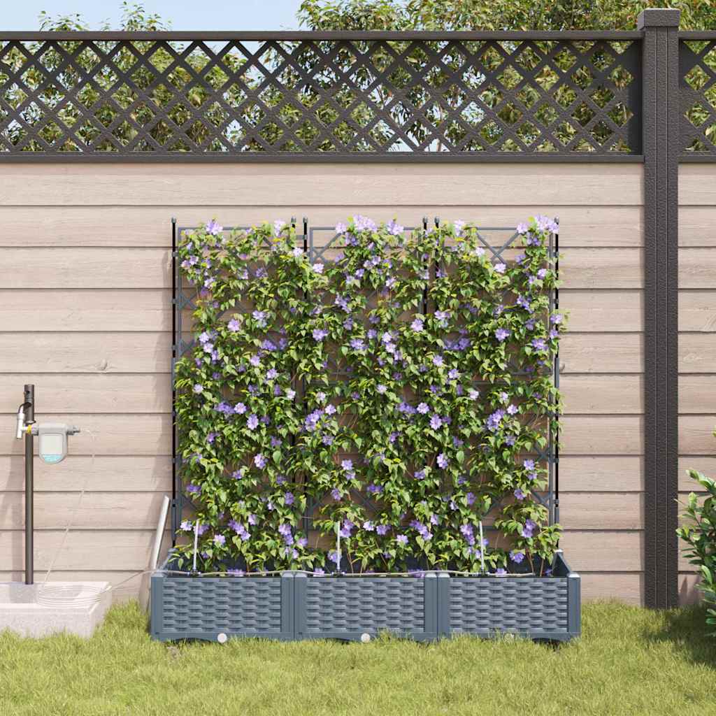Hageblomsterpotte 3 pcs Lys Grå Plast