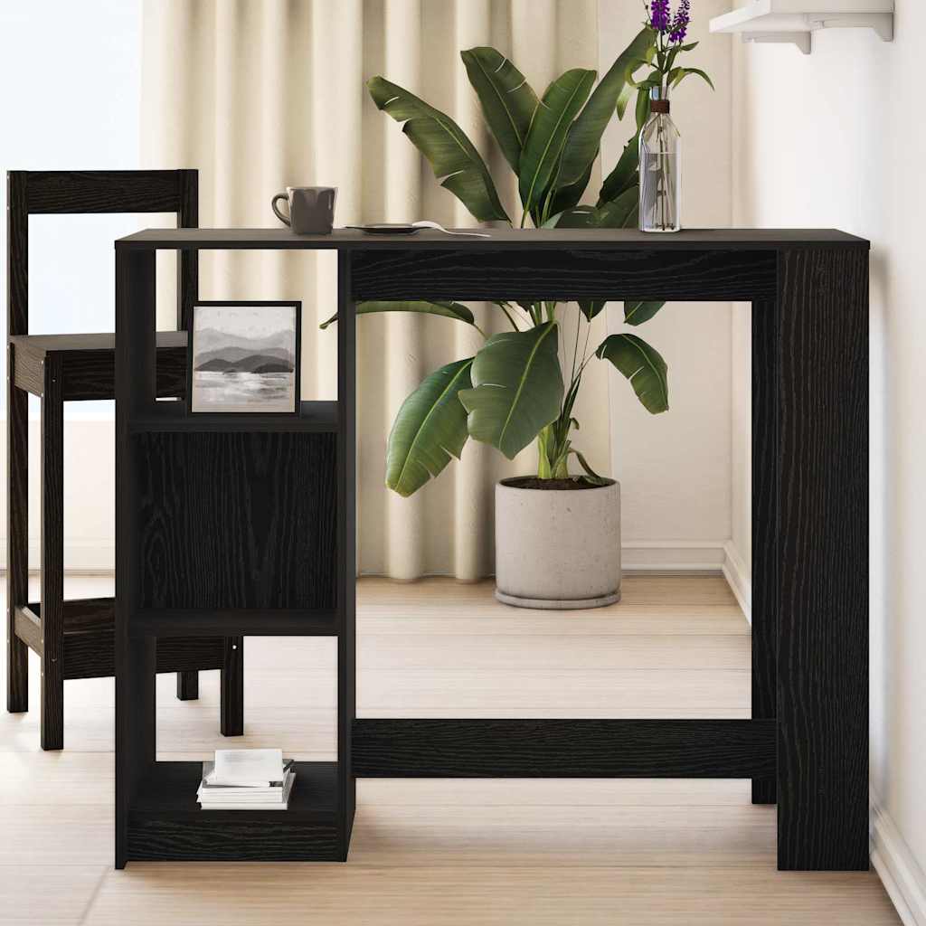Barbord med hylle Svart Eik 102,5x46x103,5 cm Konstruert Tre