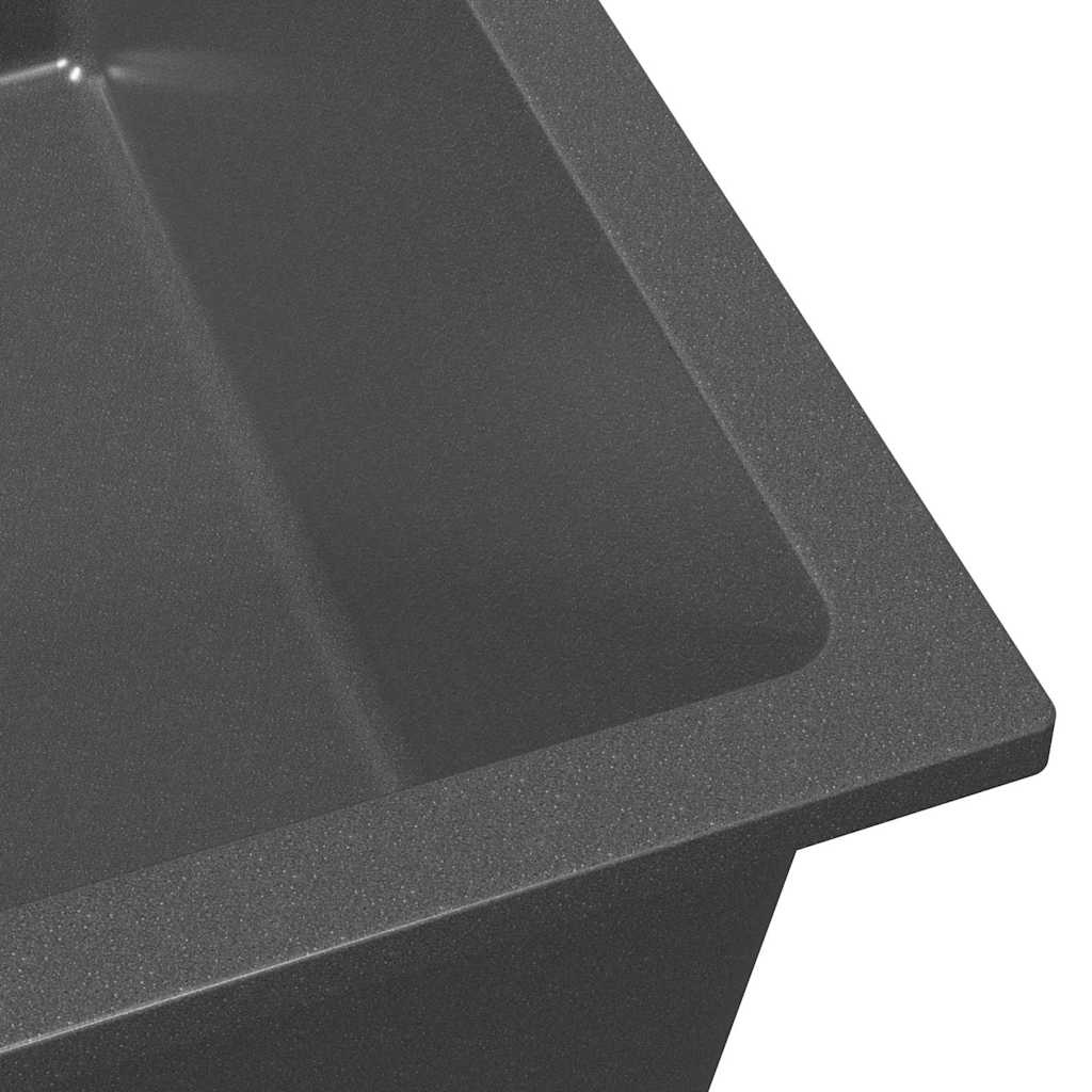 Kjøkkenvask med Overløpshull Grå Granitt