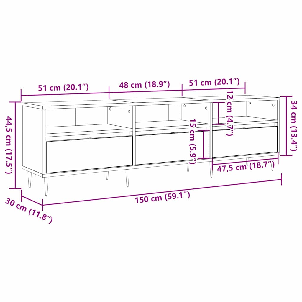 TV-Møbel Artisan Eik TV-stativ Snekker Eik 150x30x44,5 cm Massivt tre