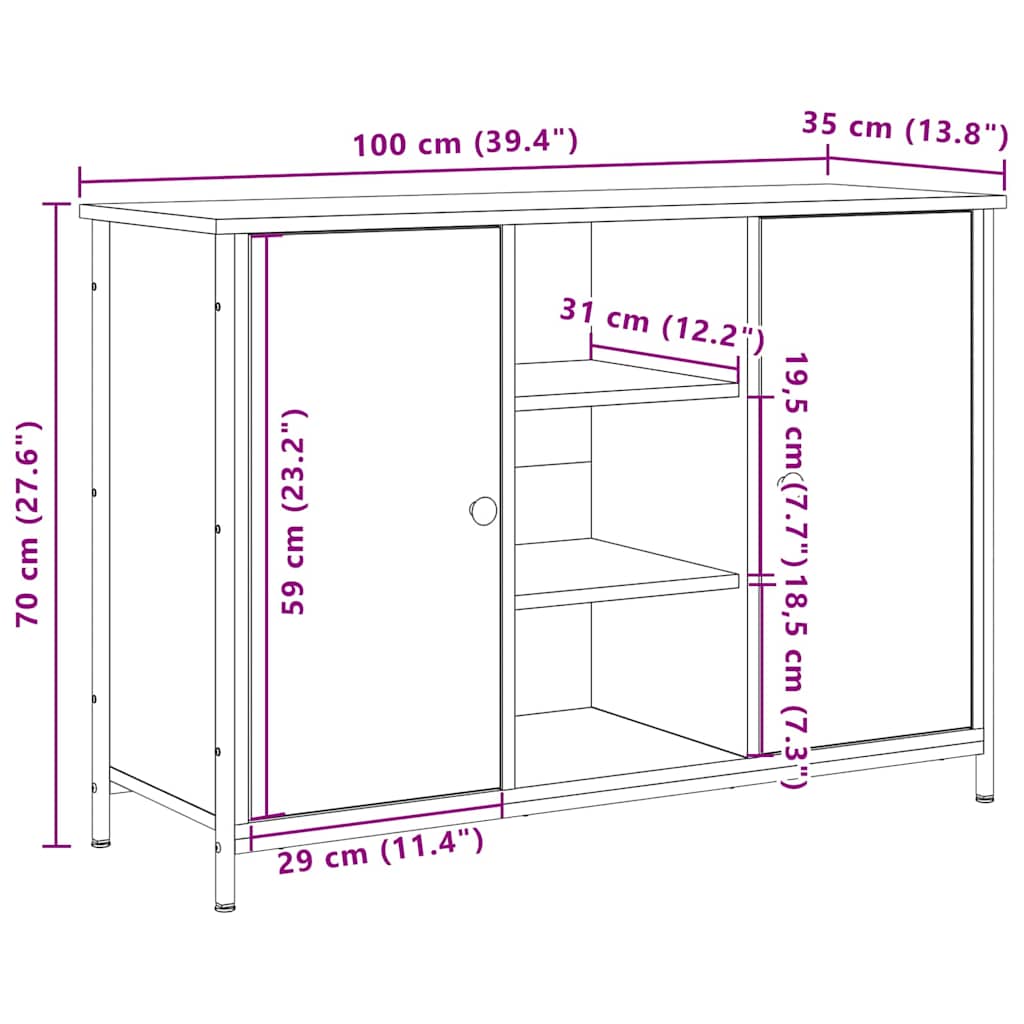 Skjenk Gammelt Tre 100x35x70 cmr