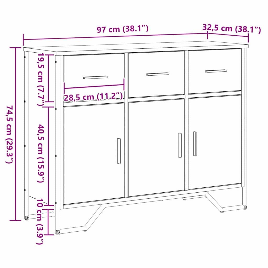 Skap Svart Eik 97x32,5x74,5 cm
