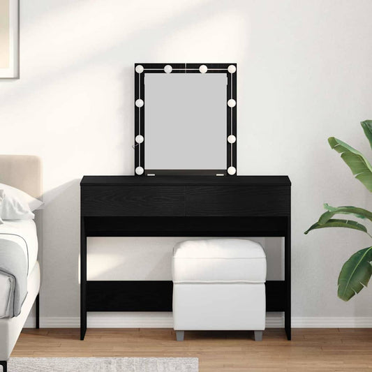 Sminkebord Svart Eik Speil LED