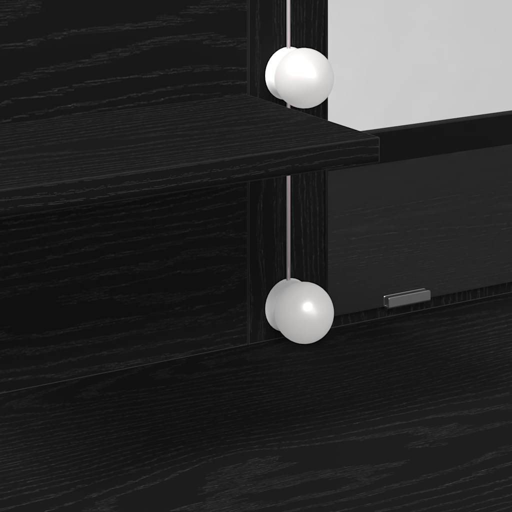 Sminkebord Svart Eik LED 100x40x130 cm