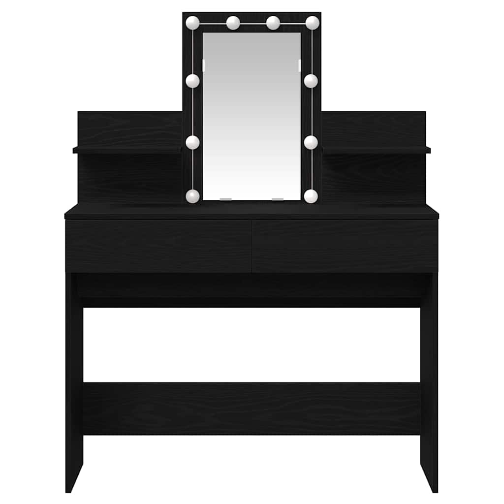 Sminkebord Svart Eik LED 100x40x130 cm