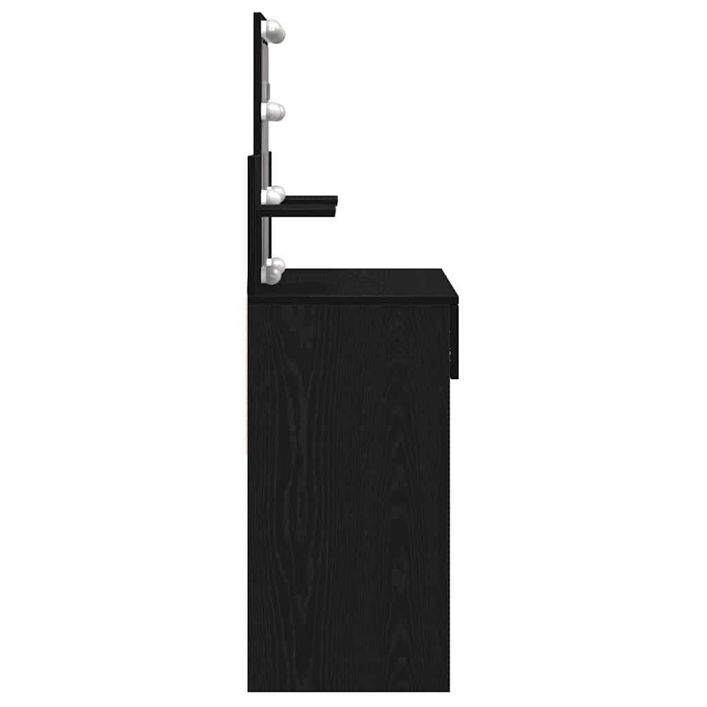 Sminkebord Svart Eik LED 100x40x130 cm