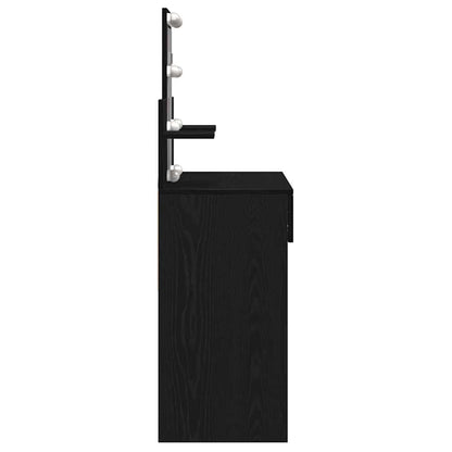 Sminkebord Svart Eik LED 100x40x130 cm