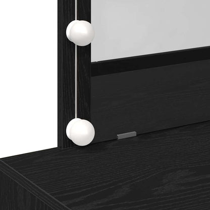Sminkebord Svart Eik LED 100x40x120 cm